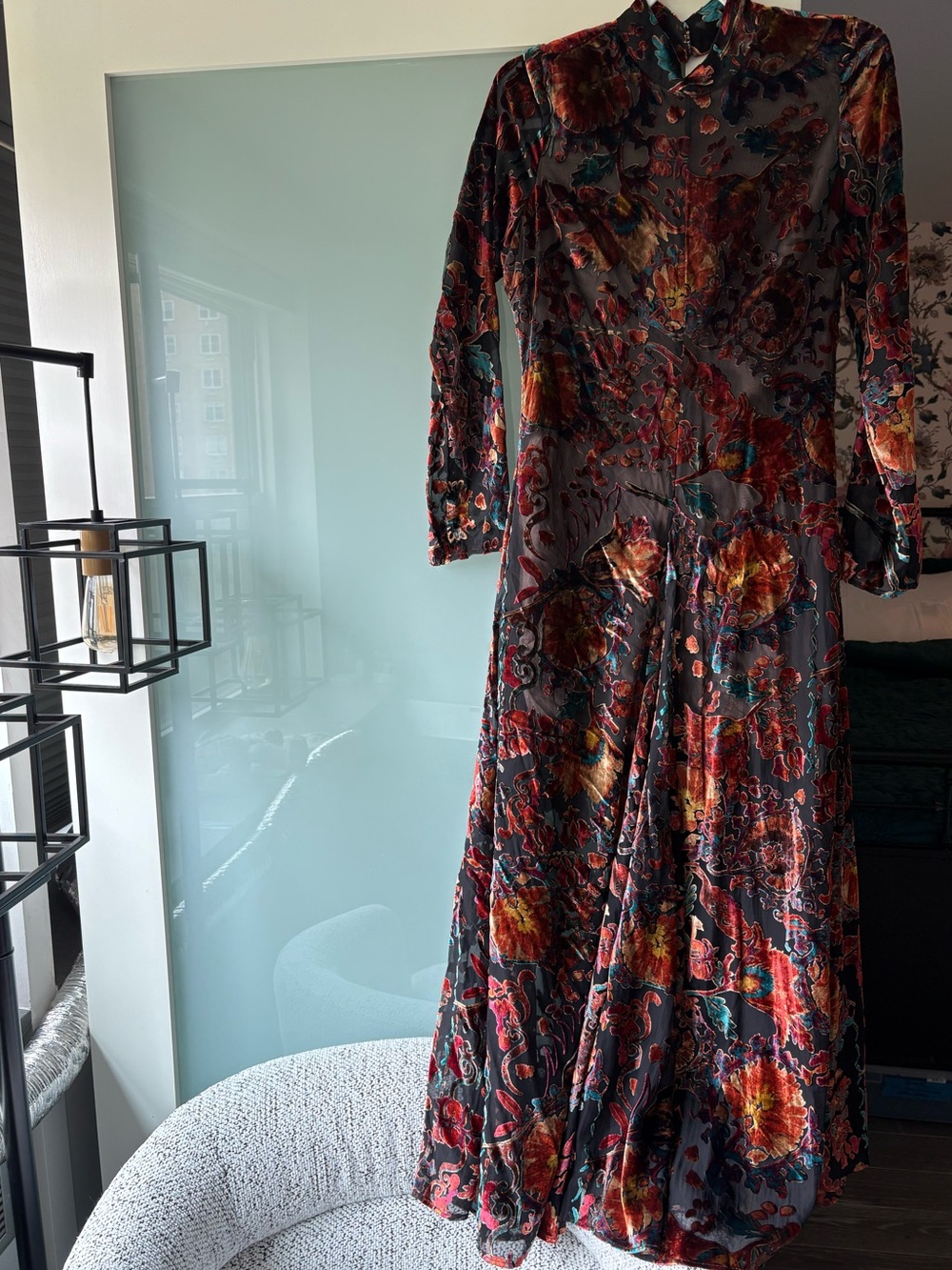 NEW! Free People Bali Painterly Paisley Velvet Maxi Dress size M - Picture 3 of 8